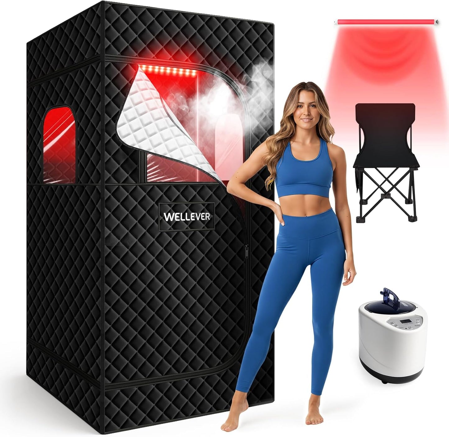 Relax & Recover: Portable Infrared Sauna with Red Light Therapy and Quick Heat