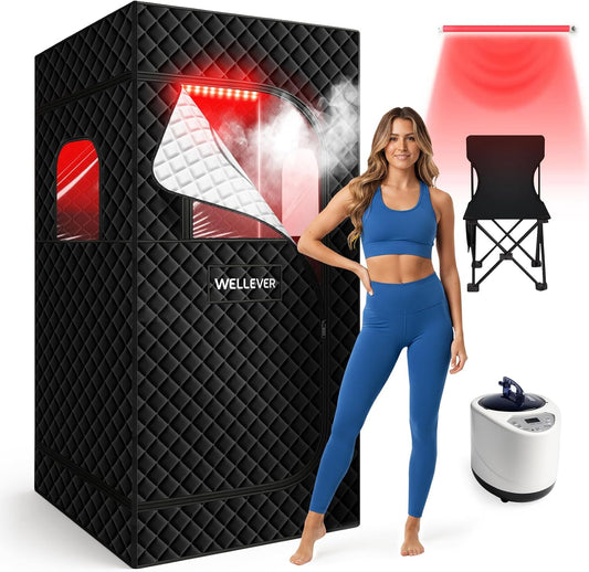 Relax & Recover: Portable Infrared Sauna with Red Light Therapy and Quick Heat