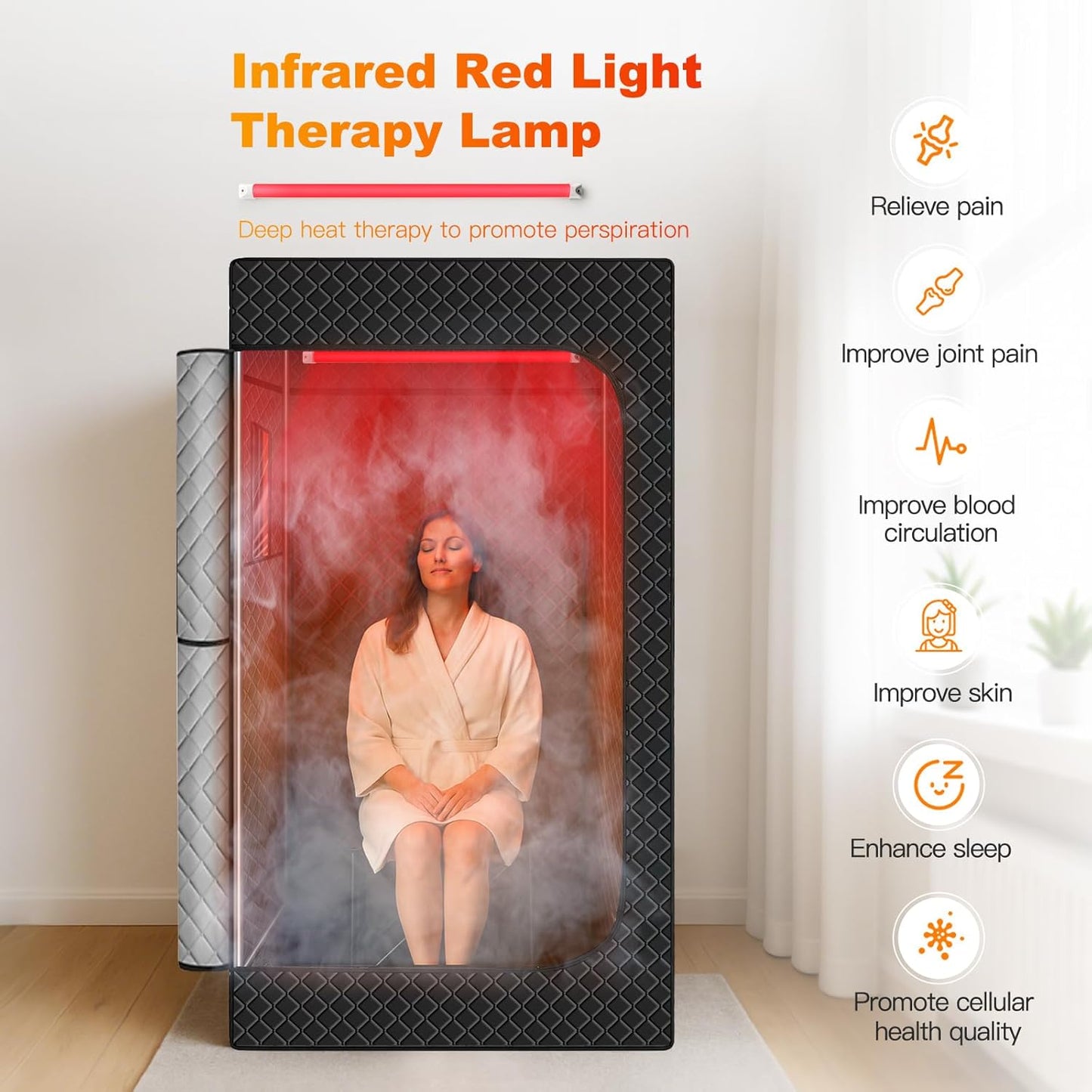 Relax & Recover: Portable Infrared Sauna with Red Light Therapy and Quick Heat