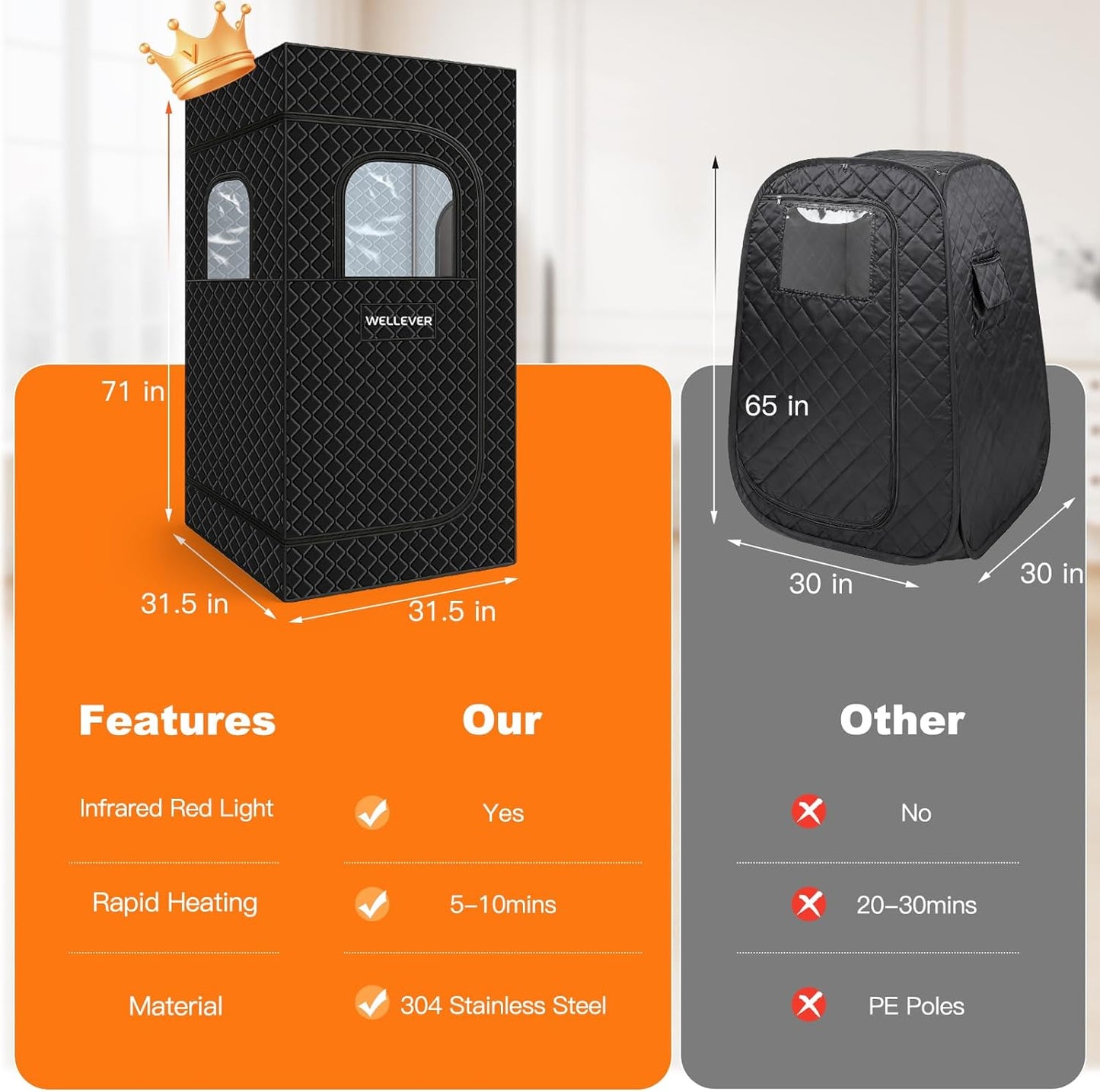 Relax & Recover: Portable Infrared Sauna with Red Light Therapy and Quick Heat