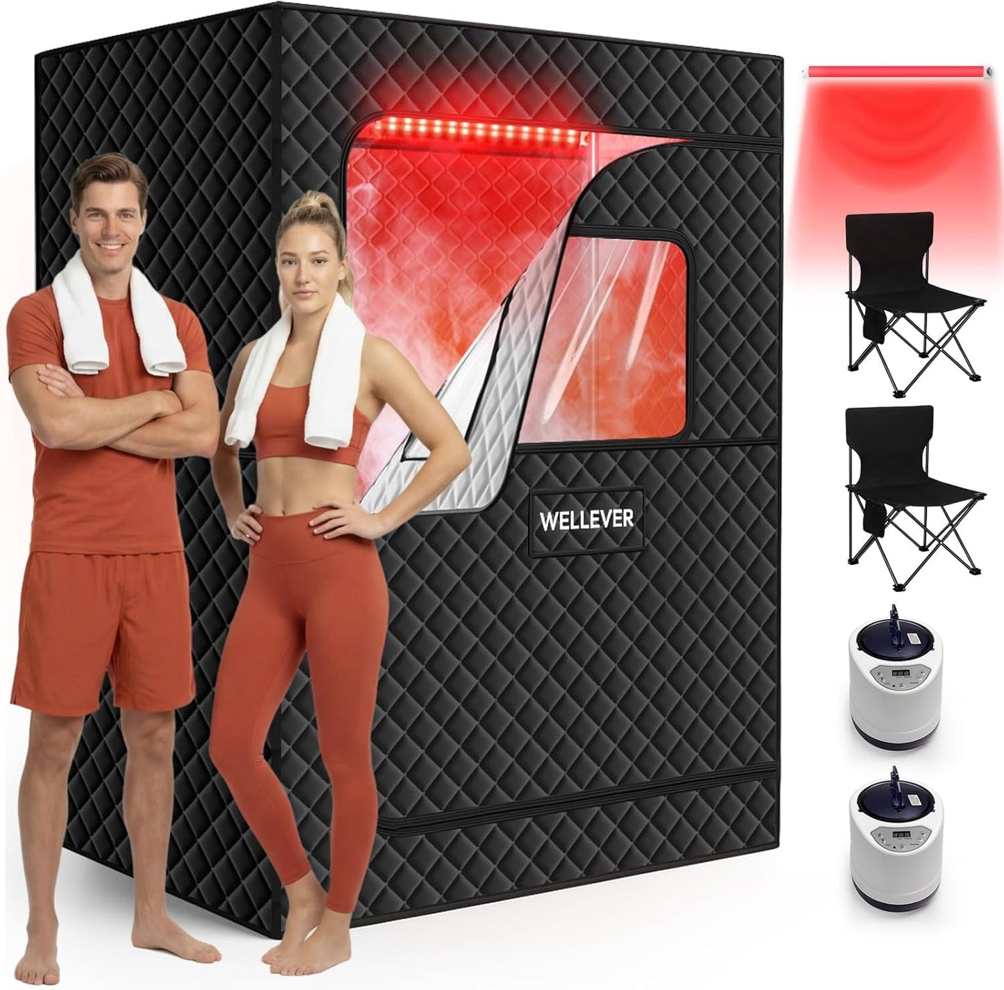 Relax & Recover: Portable Infrared Sauna with Red Light Therapy and Quick Heat